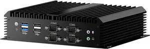 Industrial PC, Fanless Mini Computer with Core i7-8550U, 16G RAM 256G SSD, Dual 2.5G LAN, 6*COM RS232, Low Power, Support Wake On LAN/Auto Power ON, Wi-Fi 6, 1*HDMI 1*VGA, Windows 11 Pro