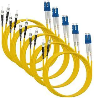 LC to ST Fiber Patch Cable, 3M (9.84ft) Single Mode Duplex Fiber Jumper 9/125um OS1 LSZH - LC ST Singlemode Duplex Patch Cords (3M - 5 Pack)