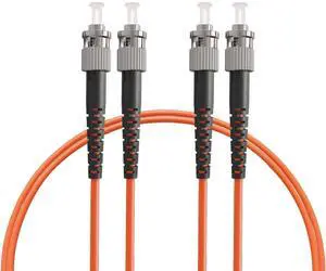 ST to ST Fiber Patch Cable, Multimode Duplex 50/125um OM2 LSZH Fiber Jumper- ST/UPC ST/UPC Patch Cords (1 Pack,