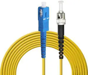 SC to ST Fiber Optic Patch Cable, SC-ST SingleMode Simplex Fiber Cable - SC/UPC-ST/UPC 9/125um Yellow SM Fiber Optic Cable Cord 2m