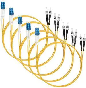 LC to ST Fiber Patch Cable, 1M (3.28ft) Single Mode Duplex Fiber Jumper 9/125um OS1 LSZH - LC ST Singlemode Duplex Patch Cords (1M - 5 Pack)