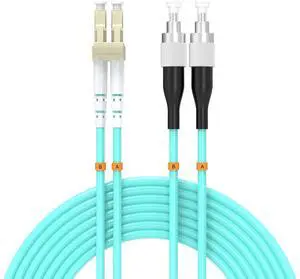 OM3 Fiber Patch Cable , LC/UPC-FC/UPC Fiber Optic Cable Cord LSZH 10GB Multimode Duplex Jumper 50/125m