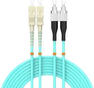 SC/UPC to FC/UPC Fiber Patch Cable OM3 10GB/Gigabit Multimode Duplex Jumper 50/125m LSZH Fiber Optic Cord