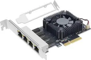 PCI-E X4 2.5Gb Quad-Port Network Card, 2500Mbps Gigabit Ethernet Adapter with RTL8125B Chip 4 RJ45 Ports NIC Cards, Support ESXi, Soft Routing, PXE Boot, Network Aggregation Server
