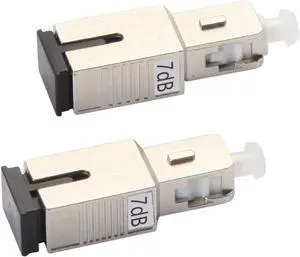 2 Pack 7dB SC Fiber Optic Attenuator, SC/UPC Single-Mode Fixed in-Line Attenuator, Male-Female