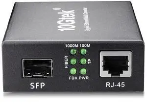 Fiber to Ethernet Media Converter, Gigabit SFP to RJ45 Fiber Converter,Support Multimode and Single Mode SFP Modules, 10/100/1000M RJ45, Auto-Negotiation