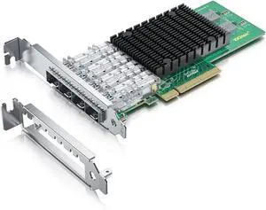 10Gtek 10Gb PCI-E NIC Network Card, Quad SFP+ Port, with Original Intel XL710-BM1 Controllers, PCI Express Ethernet LAN Adapter Support Windows Server/Linux/VMware ESXi, Compare to Intel X710-DA4