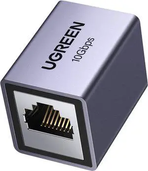 UGREEN Ethernet Extender 10Gbps, Ethernet Coupler for Cat8 Cat7 Cat6 Cat5 Cable, 328ft Long Distance Extend, Aluminum Alloy Shell, Space Grey 2PCAK
