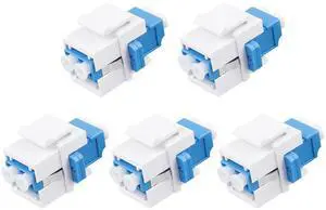 5 Pack LC/UPC Fiber Optic Coupler Keystone Jack Modular for Patch Panels and Wall Plates Fiber Optic Cable Adapter LC Duplex Singlemode