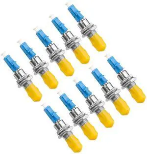 10 Pack Singlemode LC/UPC Male to ST/UPC Female Fiber Optic Adapter Connector Hybrid Optical Adapter/Coupler, Flange-Type Adapter