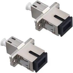 2 Pack SC to LC Female to Female Fiber Optic Adapter Connector Hybrid Simplex Multimode/Singlemode Optical Adapter, Flange-Type Adapter
