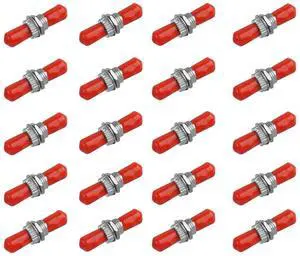 20 Pack Fiber Optic Coupler ST Barrel Connector ST to ST Bulkhead Fiber Coupler Simplex Singlemode & Multimode