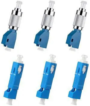 3Pcs Singlemode FC Male to LC Female Adapter & 3Pcs SC/UPC Male to LC/UPC Female Adapter Fiber Optic Connector, FTTH Adaptor for Visual Fault Locator 9/125um Optical Adapter for VFL