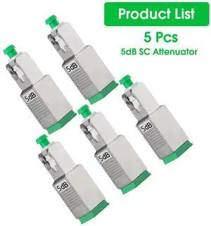 5 Pack SCAPC Fiber Optic Attenuator 5dB, Fixed Single Mode Fiber Optic Attenuator, SCAPC Male to Female