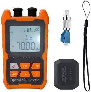 Fiber Optic Tester Portable Fiber Light Power Meter FC/SC/ST Universal Interface -70~+6dBm Built-in 2mW Visual Fault Locator (OPM&VFL) with 1pc FC to LC Adapter