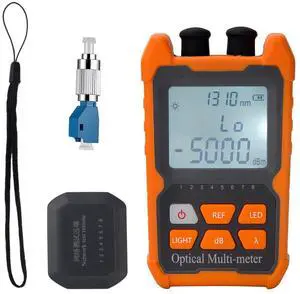 Fiber Optic Tester Portable Fiber Light Power Meter FC/SC/ST Universal Interface -50~+26dBm Built-in 2mW Visual Fault Locator (OPM&VFL) with 1pc FC to LC Adapter