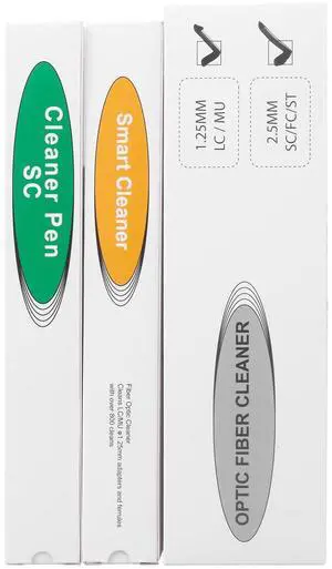 2-Pack Fiber Cleaner Fiber Optic Tools Cleaning Pen for 1.25 mm & 2.5mm SC/ST/FC/LC/MU Connector (1+1) 2-Pack Fiber Cleaner Fiber Optic Tools Cleaning Pen for 1.25 mm & 2.5mm SC/ST/FC/LC/MU Connector (1+1)