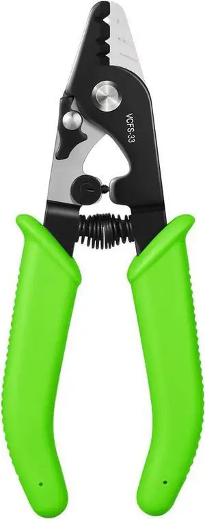 VCFS-33 Fiber Optic Stripper 3 Port Hole Fiber Optic Stripping Tool with 6" handle - Hex Key Adjustable For Jacket, Buffer, and 125m-250m Coating Stripping(Green)
