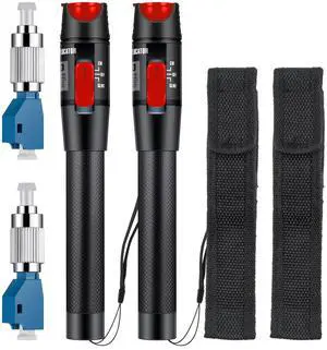 2 Pack Visual Fault Locator 50Km Fiber Tester VFL Tester Kit Including Fiber Optic Cable Tester with Single Mode 9/125um FC Male to LC Female Adapter(Red)