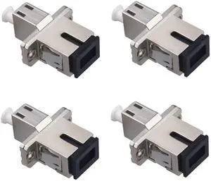 4 Pack SC to LC Female to Female Fiber Optic Adapter Connector Hybrid Simplex Multimode/Singlemode Optical Adapter, Flange-Type Adapter