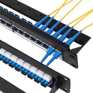 1U Rack-Mount Fiber Patch Panel with 24PC SC-UPC OS1/OS2 Singlemode Fiber Coupler Keystone Jack Modular (Included Rack Screws)