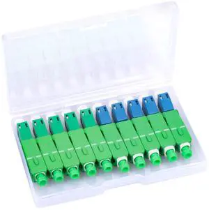 10-Pack Fiber Optic Adapter, 5PC SCAPC Male to LCUPC Female & 5PC SCAPC Male to LCAPC Female Singlemode Adapter Fiber Optic Connector FTTH Convertor for Visual Fault Locator