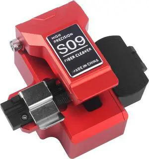 S09 Fiber Optic Cleaver, High Precision and Fully Automatic Fiber Cutter Tool with 24 Position Blades(Red)