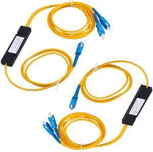 SC/UPC Fiber Optical FBT Splitter 1x2(1 in 2 Out) Singlemode 1310/1550nm for Network Signal Distribution(2 Pack)