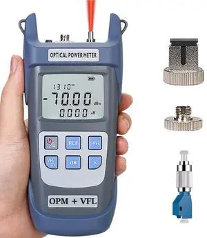 Fiber Optical Power Meter with 10Km Light Source SC FC Connector, -70~10dBm, 10 Optic Wave Length, Optic Test Equipment for CCTV Communication Engineering