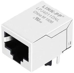 LINK-PP RJ45 Ethernet Connector, 8P8C 10/100MBps Tab Down, Shielded, Through Hole Mount, Gold Plated, No LED, Tape & Reel Packaging