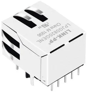 INK-PP SI-61001-F Gigabit RJ45 Connector, 10P8C 10/100/1000Base-T Shielded with Tabs, 1 Port, Through Hole Mount, Tab Down, with LED, Gold Plated (Tape & Reel)