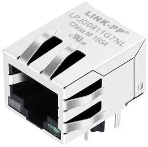 LINK-PP 1840434-5 10G Ethernet RJ45 Connector, 10/100/1000/10GBase-T Shielded with Toroidal Coil, 1500Vrms Hi-pot, Tab Up/Down Option, Through Hole, Gold Plated 6" (Tape & Reel)