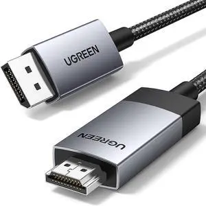 UGREEN 4K@60Hz DisplayPort to HDMI Cable HDR Active DP 1.2 to HDMI 2.0 Cord Aluminum Braided Uni-Directional Display Port to HDMI Converter  Compatible with Monitor, Projector, Dell, Lenovo, HP, 6.6FT