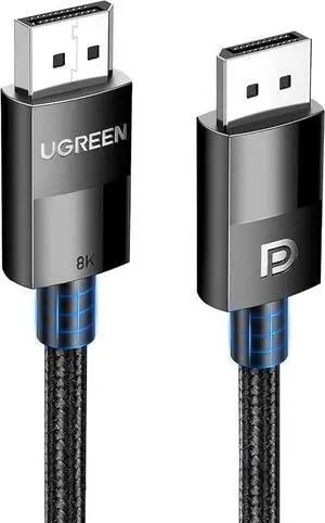 UGREEN VESA Certified 8K DisplayPort Cable , DP 1.4 Display Port Cable Cord Support 8K@60Hz, 4K@240Hz, FreeSync, G-Sync, HDR, 32.4Gbps for HDTVs, Displays, Monitors, Graphics, PC
