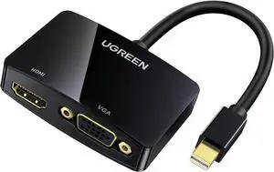 UGREEN Mini DisplayPort to HDMI VGA Adapter, 4K Thunderbolt 2 Adapter 2 in 1 Mini DP Converter Compatible with MacBook Pro MacBook Air iMac Surface Pro 1 2 3 4 6 Surface Laptop 2 ThinkPad X1, Black