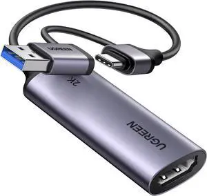 UGREEN 2K@30Hz Video Capture Card 4K Input HDMI to USB 3.0 A and USB C Capture, 1080P 60FPS with Low Latency Capture Card for Streaming Game Recording Compatible with Switch 2/Xbox/PS4/PS5/PC/Camera