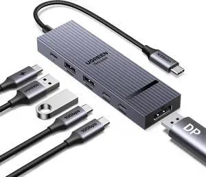 UGREEN Revodok Pro 6 in 1 USB-C Hub to DisplayPort 4K 60Hz, 100W Power Delivery 10Gbps USB-A and USB-C 3.2 for MacBook Pro/Air, iPad Pro, Thinkpad, Rog Ally and More.