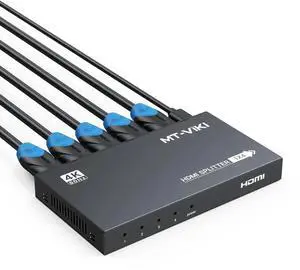 MT-VIKI HDMI Splitter 4K@60Hz, HDMI Splitter 1 in 4 Out, RGB 4:4:4, HDMI2.0b, HDCP2.2, 18Gbps, Full UHD Distributor for PS4 Fire Stick HDTV