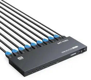 MT-VIKI HDMI Splitter 4K@60Hz, HDMI Splitter 1 in 8 Out, RGB 4:4:4, HDMI2.0b, HDCP2.2, 18Gbps, Full UHD Distributor for PS4 Fire Stick HDTV