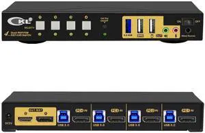 CKL DisplayPort MST KVM Switch (1 DP in 2 DP Out for 4 Computers 2 Monitors)