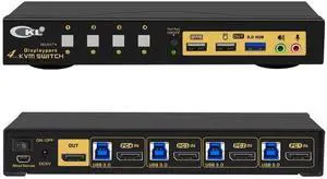 CKL KVM Switch DisplayPort 1.4 8K@30Hz 5K@60Hz 4K@144Hz(4 Computers 1 Monitor)