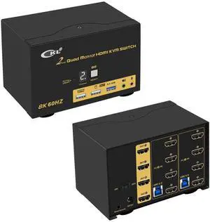 CKL 8K HDMI 2.1 KVM Switch (2 Computers 4 Monitors with EDID)