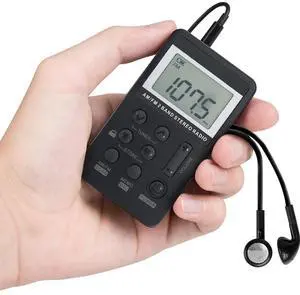 Portable Radio with Headphones,Personal AM/FM Pocket Radio Portable VR-Robot, Mini Digital Tuning Walkman Radio, with Rechargeable Battery, Earphone, Lock Screen for Walk/Jogging/Gym/Camping
