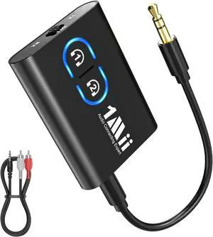 1Mii Bluetooth 5.3 Transmitter Receiver for TV to Wireless Headphones, Dual Link AptX Adaptive/Low Latency/HD Audio, Aux Adapter for Home Stereo, Airplane, Boat, Gym