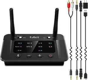 1Mii B03 Bluetooth 5.3 Transmitter Receiver for TV Home Stereo BT Headphones, aptX Low Latency/Adaptive/HD Bluetooth Audio Adapter, Splitter for Wired & Wireless, Optical RCA AUX 3.5mm Inputs/Outputs