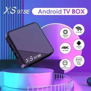 XS97SE Android TV Box, Allwinner H313 Quad-Core A53, 4K Ultra HD, Dual-Band Wi-Fi, Bluetooth, 1GB RAM 8GB Flash, Preloaded with Netflix/YouTube for Prime Video/Hulu
