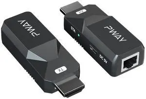 PWAY HDMI Extender 165ft Audio Video 1080P Over Cat5 Cat6 Ethernet Cable Transmit Lossless Signal HDMI Long Distance Extension Adapter