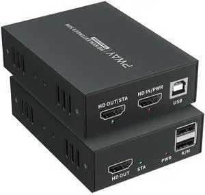 PWAY HDMI KVM USB Extender Over Ethernet Cat5e/6 1080P HD Video Source Controlled by Keyboard Mouse PWAY HDMI KVM USB Extender Over Ethernet Cat5e/6 1080P HD Video Source Controlled by Keyboard Mouse