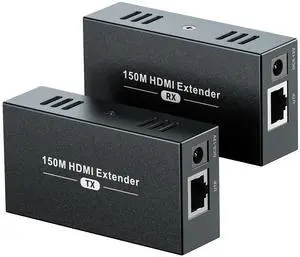 PWAY DT264 HDMI Extender 492ft, Over Single Cat5E/6/7, 1080p Uncompressed HDMI Balun Sender Transmitter Receiver Support 3D POC