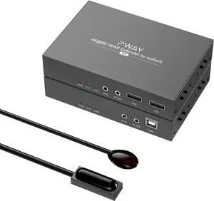 PWAY HT129H 4K HDMI KVM USB Extender, 328ft Video Over Single Cat5e/6/7 Ethernet Cable, UHD 4K@60Hz Video Adapter with Loop Out, IR, TGR, Support USB Keyboard Mouse